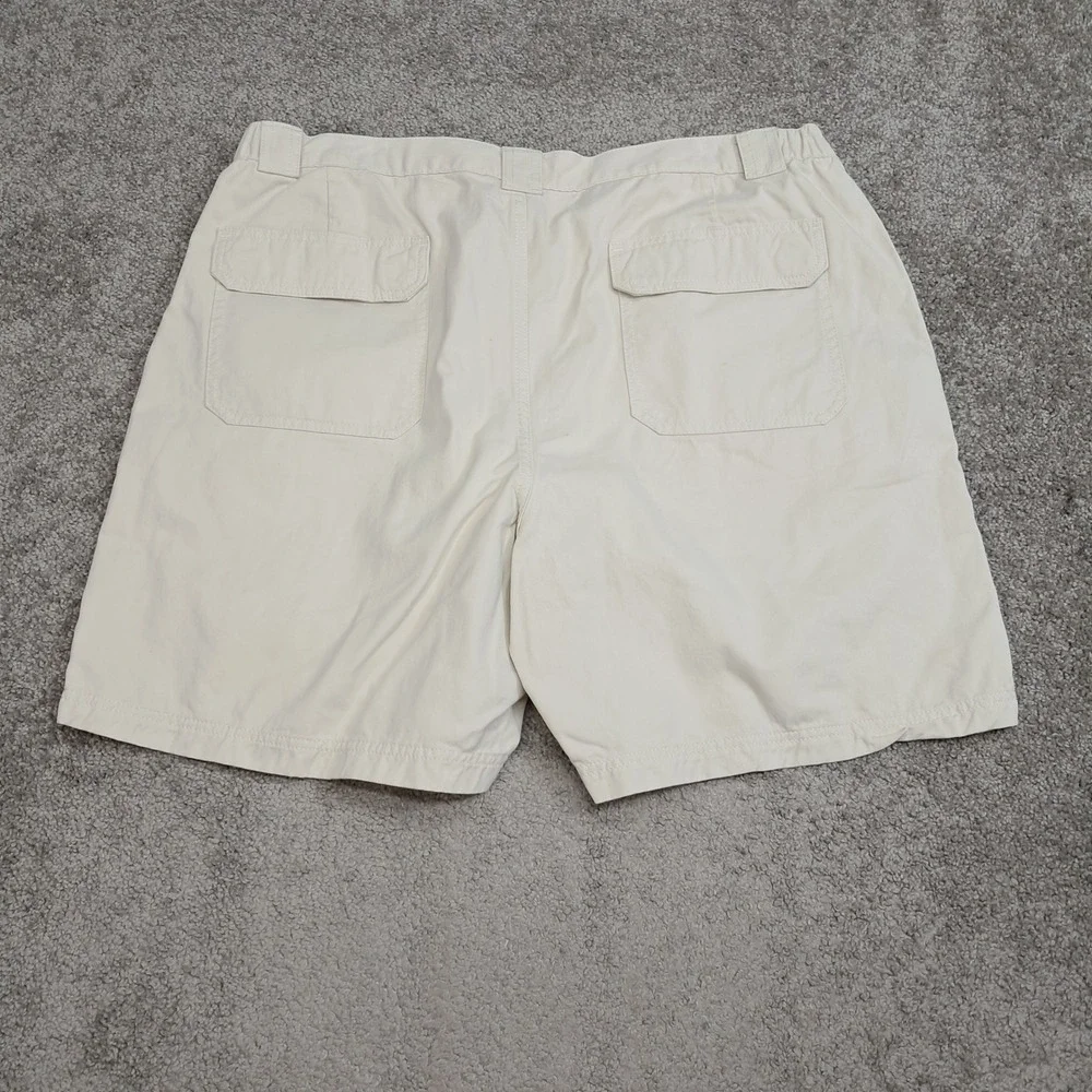 Croft & Barrow Mens Beige Khaki Cargo Shorts Size 42 Elastic Waist Cotton 7441